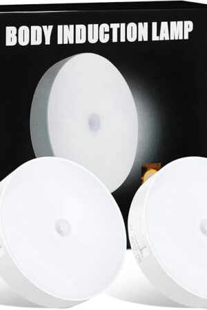 2 Pcs Magnetic Cruise Ship Motion Sensor Light with USB Cable LED Rechargeable Night Light Battery Nightlight Safe Cordless Night Light for Cruise Ship Cabin Hallway Bathroom, Warm White