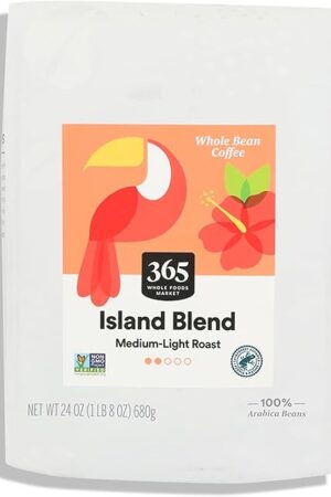 365 by Whole Foods Market, Island Blend Whole Bean Coffee, Medium-Light Roast, 24 Ounce
