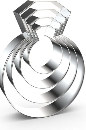Diamond Engagement Wedding Ring Cookie Cutter Set for Baking, 5/4/3/2 inch, 4 Piece, Stainless Steel