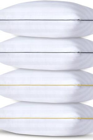 Bed Pillows for Sleeping - Standard/Queen Size Set of 4 Luxury Hotel Quality Pillows for Side Back and Stomach Sleepers, Breathable Fluffy Pillow Soft Bed Pillows (4pcs, Standard)