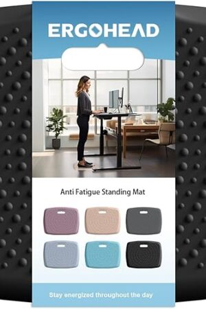 Anti Fatigue Kitchen Floor Mat Comfort Standing Mat, Portable Office Standing Desk Mat, Multi-Purpose Kitchen Rug, Built-in Handle with Massage Points Comfort Floor Mat (Black, 17" x 22")