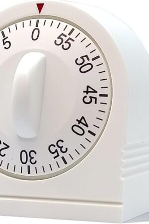 60 Minute Wind Up Timer, Visual Mechanical Timer with Loud Alarm, Manual Countdown Timers for Classroom, Home, Study and Cooking (White)