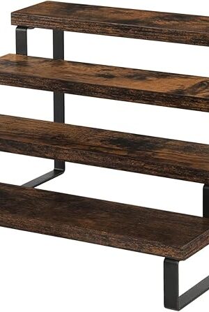 YINMIT Wooden Display Riser Stand, Tiered Perfume and Cologne Organizer Stand, 4 Tier Spice Rack Organizer, Rustic Display Shelf for Candles (4 Tier)