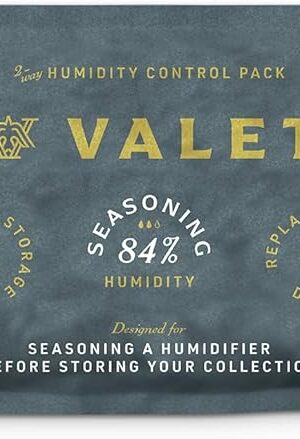 Valet 84% Two-Way Humidity Pack for Seasoning Wood Containers, 60g Humidifier Pack Prevents Leaks and Controls Moisture with Natural Craft Paper Design, Individually Wrapped