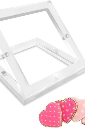 Acrylic Cookie Stencil Holder, 6x6 in Magnetic Cookie Stencil Frame for Royal Icing Sugar Cookie Stenciling Airbrushing, Acrylic Cooking Decorating Tool, Stencils Helper