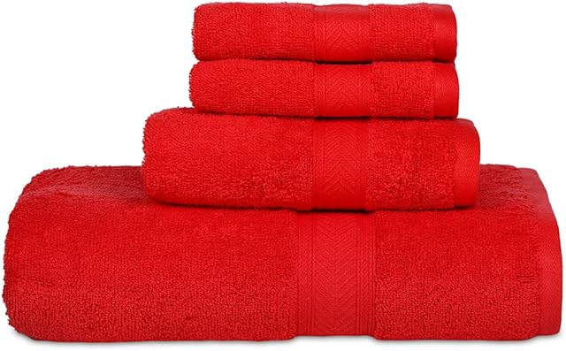 Casa Lino 4 Piece Bath Towel Set 1 Bath Towel 2 Wash Cloth 1 Hand Towels 100% Cotton