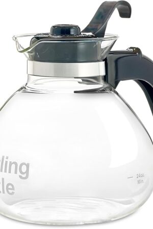 Borosilicate Glass Stove Top Whistling Tea Kettle - 12 Cup/48oz Capacity - BPA-Free - German Made Glass Kettle for Gas, Electric, and Glass Ranges