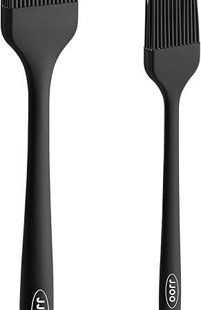 2PCS Silicone Basting Pastry Brush, JJOO Heat Resistant Food Cooking Brush for Oil, Sauce, Baking, BBQ and Grill, BPA Free, Dishwasher Safe (2Pack, Black)