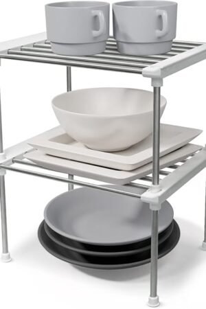 Carrotez Cabinet Organizer Shelf Set of 2 Kitchen Counter Shelves 9.8 x 7.8 x 6.1 White