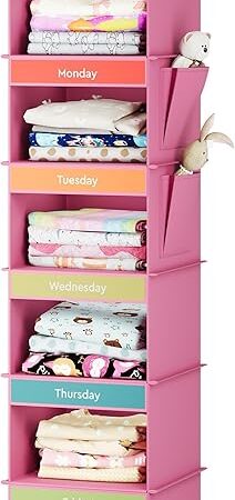 6-Shelf Hanging Closet Organizer Pink