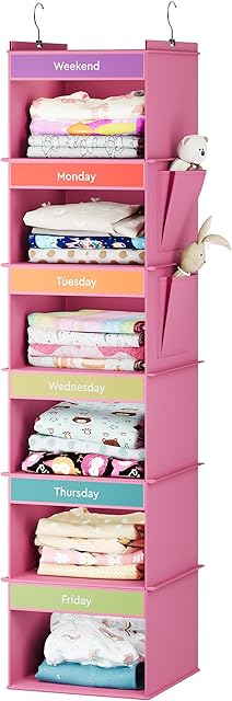 6-Shelf Hanging Closet Organizer Pink