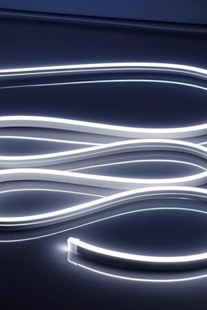 12V White Neon LED Strip Lights - 16.4FT Bendable Waterproof Cuttable, Flex Silicone Neon Rope Lights for Kitchen, Bedroom, Indoor Outdoor Decoration（No Adapter）