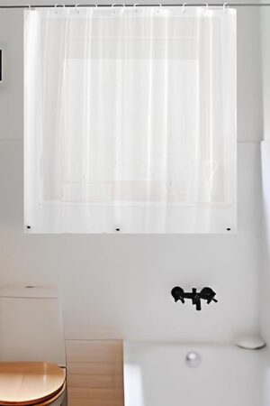 Waterproof Shower Curtain for Window Inside Shower, Plastic Bathroom Window Curtain Waterproof Heavy Duty Vinyl Peva with Hooks, Silky Frost, 40x36