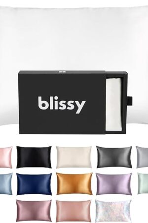 Blissy Silk Pillowcase - 100% Pure Mulberry Silk - 22 Momme 6A High-Grade Fibers - Silk Pillow Cover for Hair & Skin - Regular, Queen & King (Blissy White, Standard)