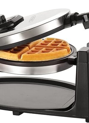 bella Classic Rotating Belgian Waffle Maker with Nonstick Plates, Removable Drip Tray, Adjustable Browning Control and Cool Touch Handles, Stainless Steel