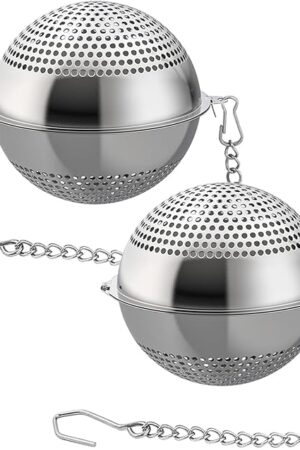 2 Pack Food Grade 304 Stainless Steel Mesh Tea Ball 2.1 Inch Tea Infuser Strainer Filter Diffuser for Loose Tea