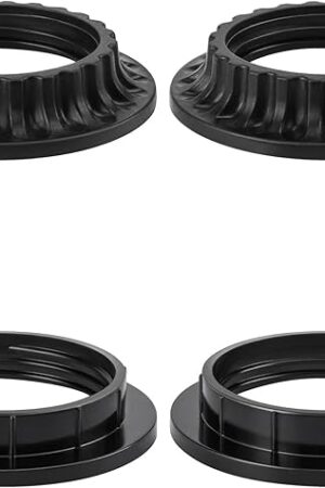 DiCUNO Lamp Shade Rings, E26 Light Socket Collar Ring, Black Threaded Reducer 1-3/8 Inches (34mm) and 1-1/2 Inch (39mm), Hanging Lamp Holder Parts, (34mm * 2pcs; 39mm * 2pcs)