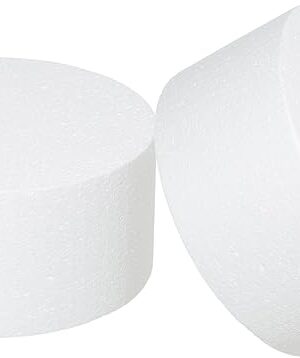 Crafare 8x6Inch Foam Dummy Round Cake for Crafts 2pcs 8 Inch Round Cake Dummy Discs for Cake DIY Projects Wedding Holiday Christmas Crafts Making and School Modeling, white