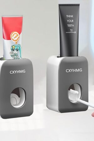 Automatic Toothpaste Dispenser for Kids, Toothpaste Squeezer for Kids & Family Shower Decor, is Wall Mounted Bathroom Accessories Organizer. (Black, TD28)
