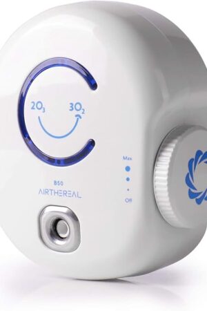 Airthereal B50 Mini Ozone Generator Air Purifier- Removes Odors and Sterilizes Air in Small Spaces Up To 320 Sq Ft - Plug in Mini Air Ionizer, Adjustable Ozone Output of 10-50 mg/h