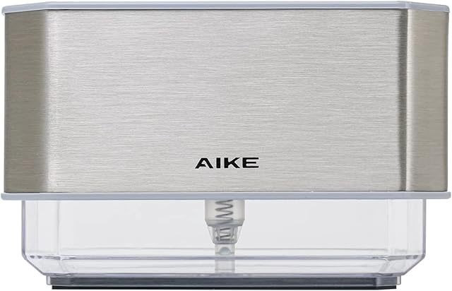 AIKE Dish Soap Dispenser and Sponge Holder for Kitchen Sink Brushed Stainless Steel (Sponge Not Included)