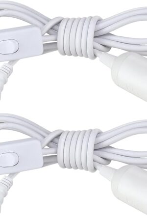 2Pack Plug in Hanging Light Kit, E26/E27 Vintage Hanging Lights with Plug in Cord, Retro Pendant Light Kit, 9.9FT Cord with On/Off Switch UL Listed, Hanging Light for Living Room, White
