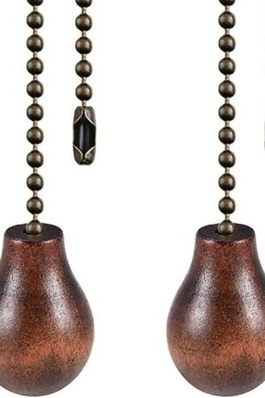 Ceiling Fan Chain Extenders - 12 Inch Walnut Wooden Pendant Pull Chain Extension for Ceiling Light Lamp - 2 Pcs (Bronze)