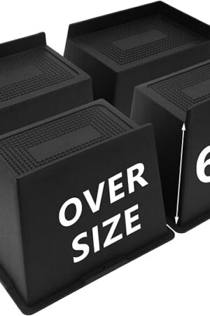 4 Pack Bed Risers 6 inch Heavy Duty, Oversized Furniture Risers, Extra Wide Bed Lifts Risers for Table, Sofa, Dorm Twin XL, Couch, Desk, Bed Frame Risers Supports Up to 6,500 Lbs