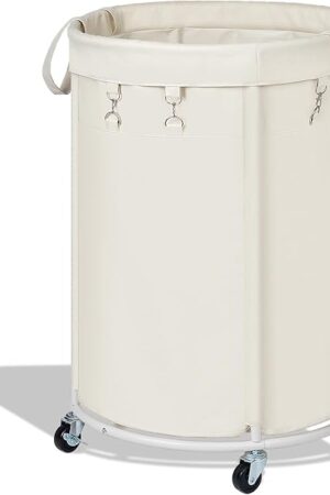 efluky 150L Laundry Basket with Wheels, Large Rolling Laundry Hampers with Handles for Bathroom, Bedroom & Laundry Room, Beige