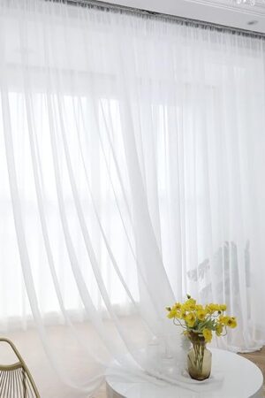 ABCHOME White Sheer Curtains 84 Inches Long 2 Panels,Rod Pocket Voile Semi Sheer Window Curtains for Kitchen, Bedroom and Living Room(White, 52 W x 84 L)