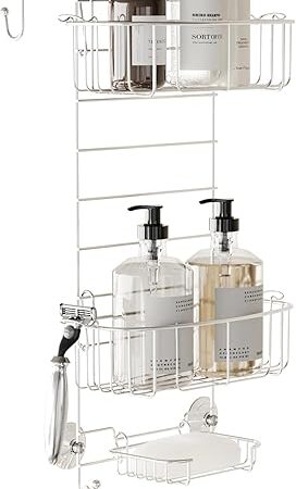 Zenna Home Stainless Steel Over the Shower Door Caddy, 2 Shelves, Chrome