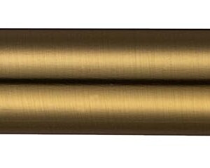 Antique Gold Curtain Rods for Windows 18 to 88 Inch, Adjustable Length 1 Inch Diameter Brass Curtain Rods with Aluminium Finials, Warm Gold