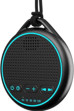 White Noise Sound Machine with 25 Soothing Natural Sounds Rechargeable Battery Portable for Travel 32 Volume Levels 5 Timers Compact Size for Baby Kids Adults Sleeping (Black-Upgrade)