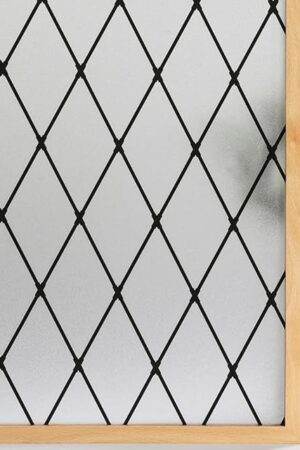 VELIMAX Frosted Black Lattice Window Film Static Cling Window Privacy Films Decorative Glass Vinyl Film for Windows Removable Sun Blocking Anti-UV 17.7x78.7 inches