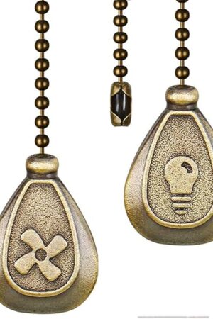 Ceiling Fan Chain Pulls Decorative Ornaments 12 Inches Walnut Bronze Color Pendant Pull Chain Fan Pulls Extension For Ceiling Light Lamp Fan Chain(Copper Pull Chain) 2 Pcs