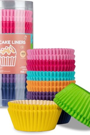 400pcs Paper Cupcake Liners - Standard Size 2 Inches Muffin Liners - 8 Rainbow Colors Baking Cups Cupcake Wrappers, Model BK008