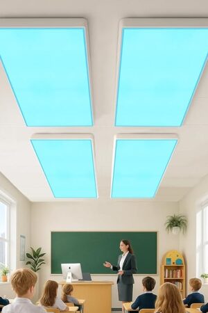 4 Pack Magnetic Fluorescent Light Covers for Ceiling Lights Classroom,48‘’ Long Flame Retardant & Glare-Reducing Ceiling Panels with Powerful Magnets,Office Light Filters for Fluorescent Lights