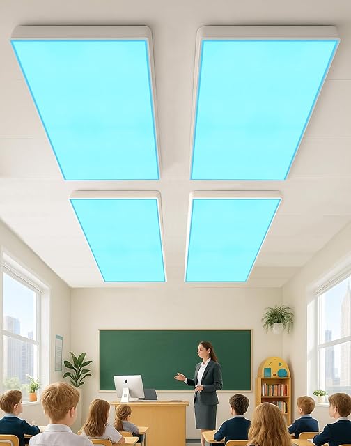 4 Pack Magnetic Fluorescent Light Covers for Ceiling Lights Classroom,48‘’ Long Flame Retardant & Glare-Reducing Ceiling Panels with Powerful Magnets,Office Light Filters for Fluorescent Lights
