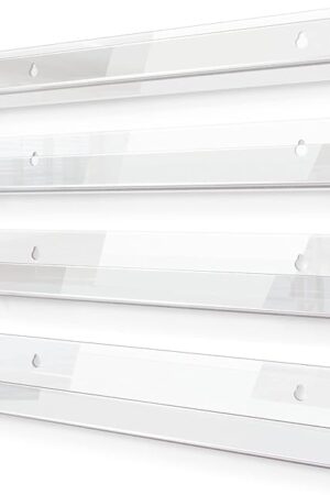 4 Pack 15 Inch Clear Acrylic Shelves, Clear Kids Floating Bookshelf for Kids Room, Modern Nail Polish Rack Sunglasses Essential Oil Picture Ledge Display Toy Storage Wall Shelf