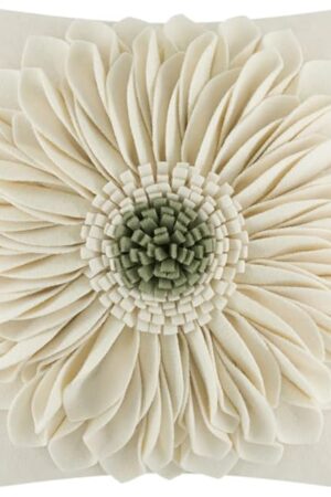 3D Sunflower Handmade Throw Pillow Covers Decorative Floral Pillowcases Cushion Covers for Couch Living Room Home Decor Creamy White 18x18 Inches