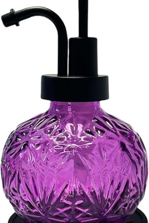 Vintage Soap Dispenser for Bathroom,Glass Kitchen Soap Dispenser with Pump,Farmhouse Antique,Cute Small Rustic Decor(Purple)