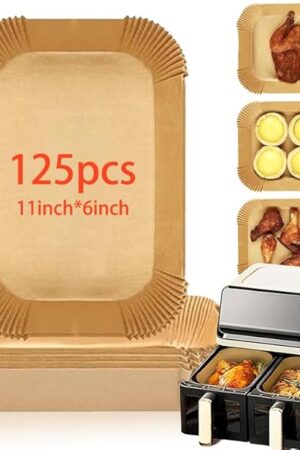 Air Fryer Disposable Paper Liner,125pcs Air Fryer Liners for Ninja XL Accessories，Food Grade Baking Non-Stick Parchment Liners for Microwave, Baking (11 inch x 6 inch, Rectangle)