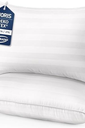 DIORIS Pillows Queen Size Set of 2 - Luxury Hotel Bed Pillows for Sleeping, Premium Fluffy Soft Down Alternative Fill Pillows for Back, Stomach, Side Sleepers, Breathable & Skin-Friendly
