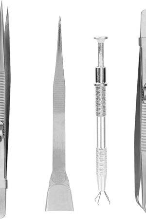 4pcs Cake Decorating Tools Set, Stainless Steel Sprinkle Pen Pearl Grabber & Tweezers with Shovel Head Professional Sprinkles Spoon Dragee Tools for Baking Cookies Cupcake Decoration