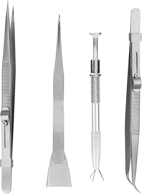 4pcs Cake Decorating Tools Set, Stainless Steel Sprinkle Pen Pearl Grabber & Tweezers with Shovel Head Professional Sprinkles Spoon Dragee Tools for Baking Cookies Cupcake Decoration