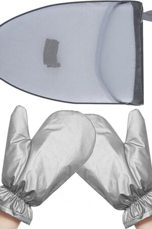 3PCS Garment Steamer Ironing Gloves, Waterproof Care Anti Steam Mitt with Finger Loop, Heat Resistant Protective Gloves Iron Board for Clothes Steamers (Pointy)