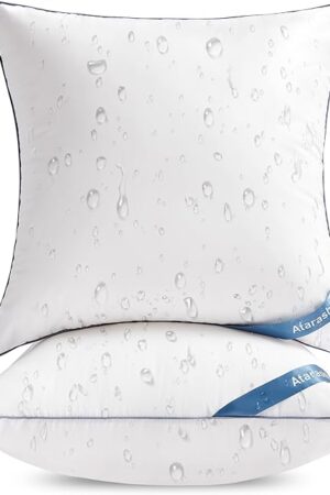 Atarashi 18 x 18 Outdoor Pillow Inserts (Pack of 2) - Waterproof Square Throw Pillows - Decorative Pillow Forms for Couch Sofa Bed Patio Furniture - White