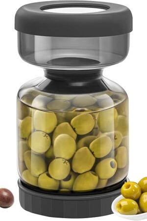 WhiteRhino Pickle Jar with Strainer Flip,34oz Pickle Container Pickle and Olive Hourglass Jar,Glass Flip Pickle Jar Juice Separator Jar with Airtight Lid for Jalapeno Gherkin