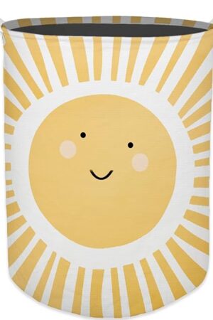 Cute Sunshine Laundry Basket, Boho Sunshine Nursery Waterproof Collapsible Laundry Hamper Dirty Clothes Storage Toy Bin Organizer for Toddler Baby Kids Room Bedroom Bathroom College Dorm