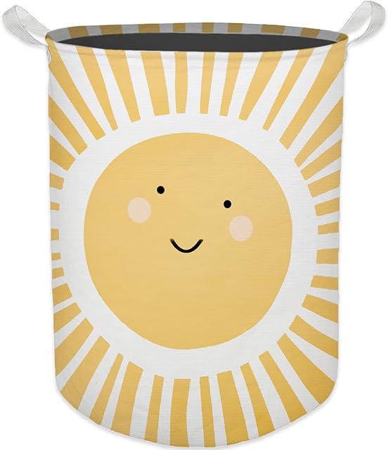 Cute Sunshine Laundry Basket, Boho Sunshine Nursery Waterproof Collapsible Laundry Hamper Dirty Clothes Storage Toy Bin Organizer for Toddler Baby Kids Room Bedroom Bathroom College Dorm